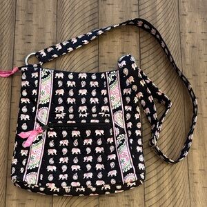 Vera Bradley Black and Pink Elephant Crossbody Bag